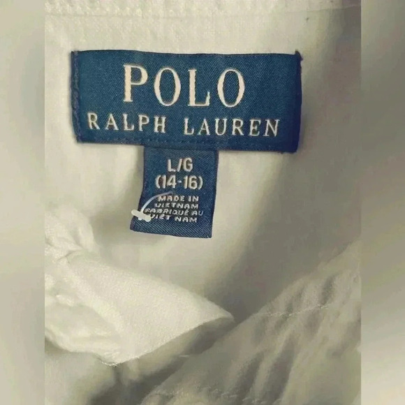Polo by Ralph Lauren cream cotton chambray button down long sleeve 14/16 - Picture 4 of 5
